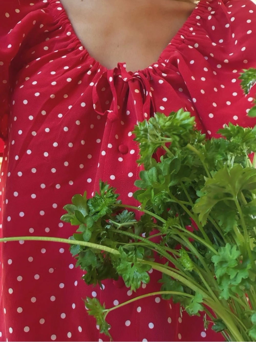 Sezane Vikaly Silk Blouse Red Polka Dot - Picture 5 of 9